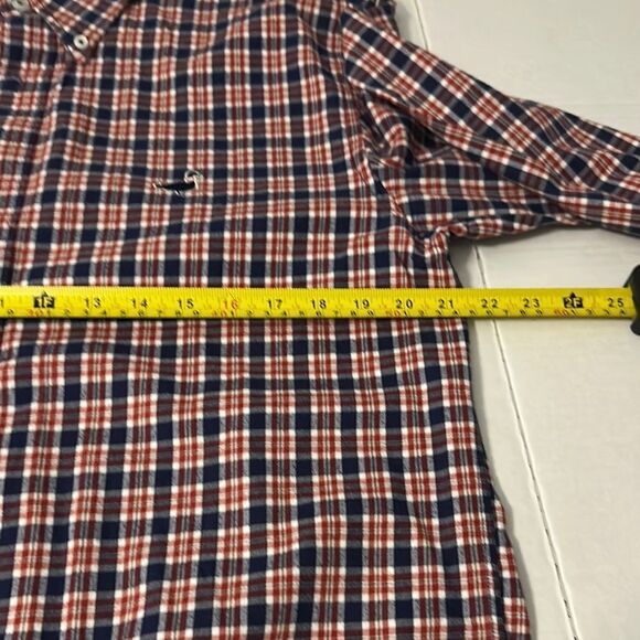 Homestead Collection Brand Men's Red and Navy Blue Checkered Shirt Medium - Picture 5 of 6